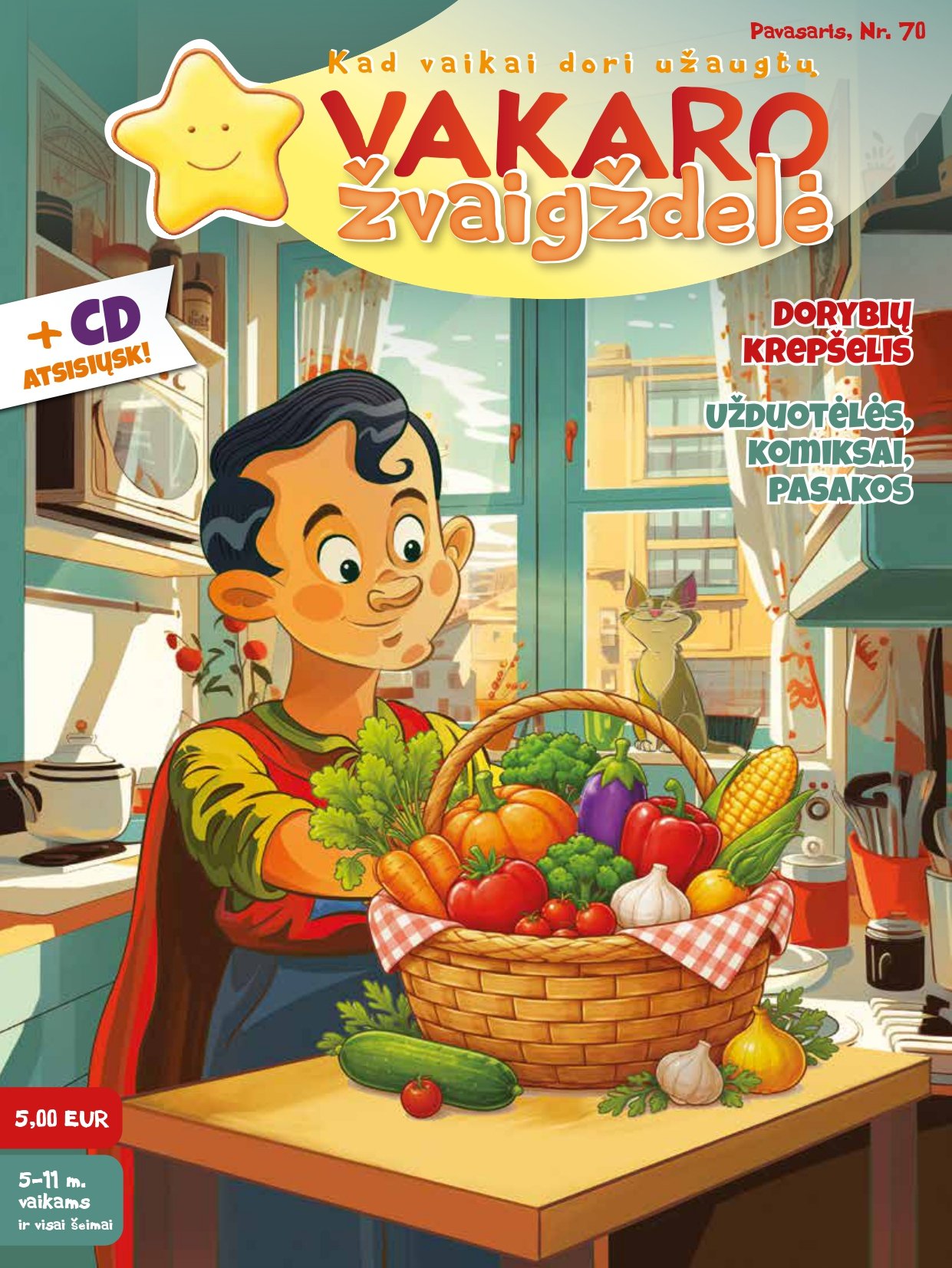 Vakaro žvaigždelė. Žurnalas vaikams 2026 pavasaris Nr. 70 + CD